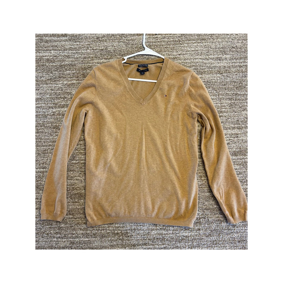 Tommy Hilfiger Sweaters - Tommy Hilfiger Brown V-Neck Pima Cotton Women's Jumper Size L